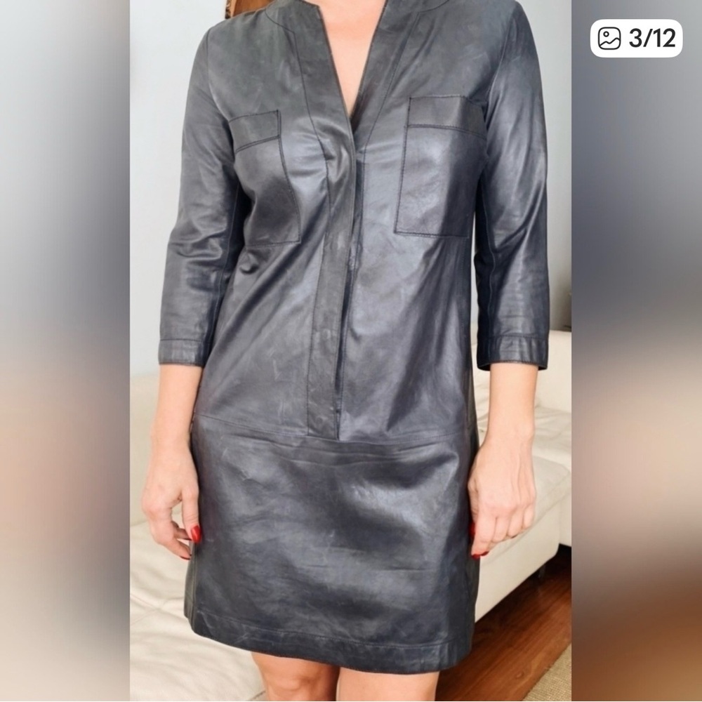 Vince Charcoal Leather Garment